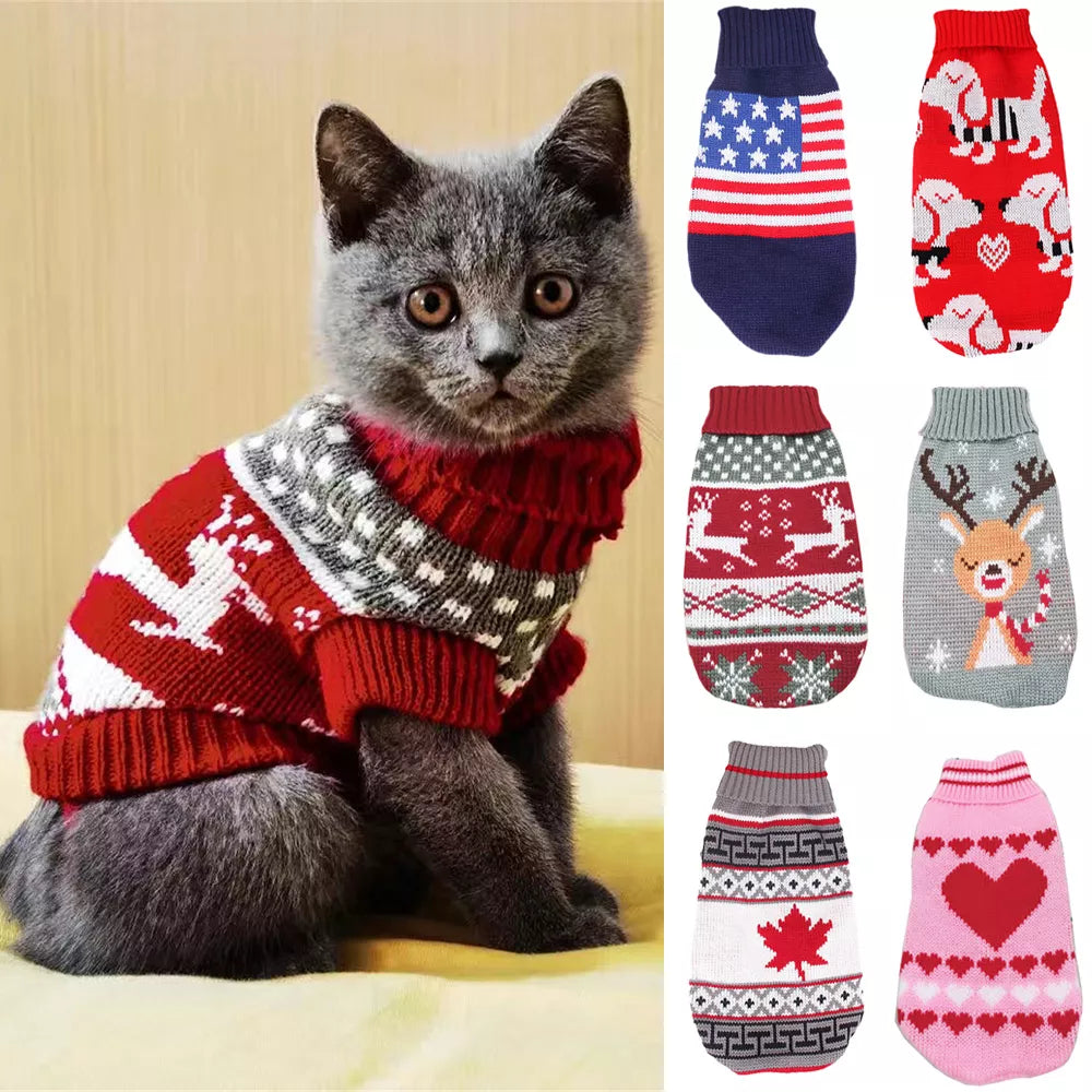 Cat Sweater Costume Winter Warm  Clothes for Cats