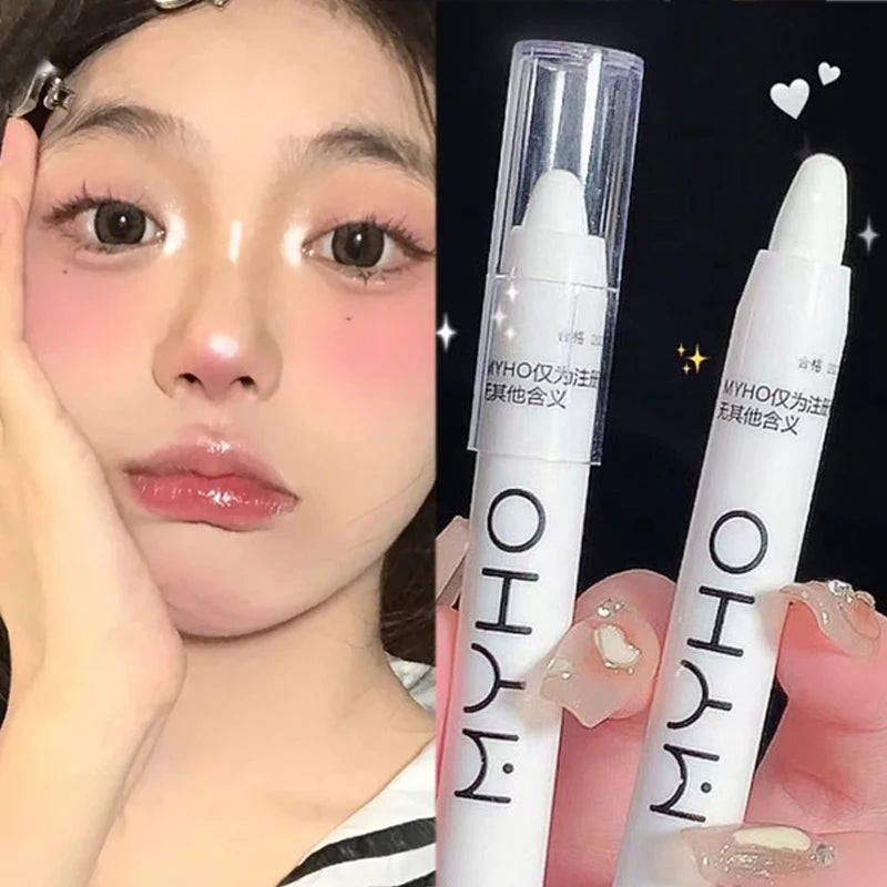 Glitter Highlighter Pen Waterproof White Sliver Eyeshadow Stick Facial Makeup